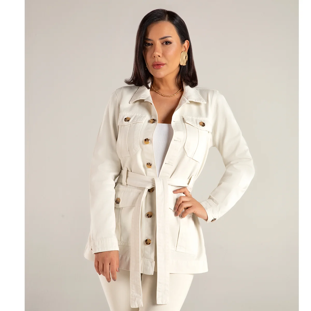 Parka Color Feminina Off-White Pérola